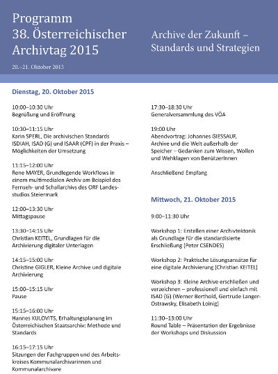 Programm Österreichischer Archivtag 2015